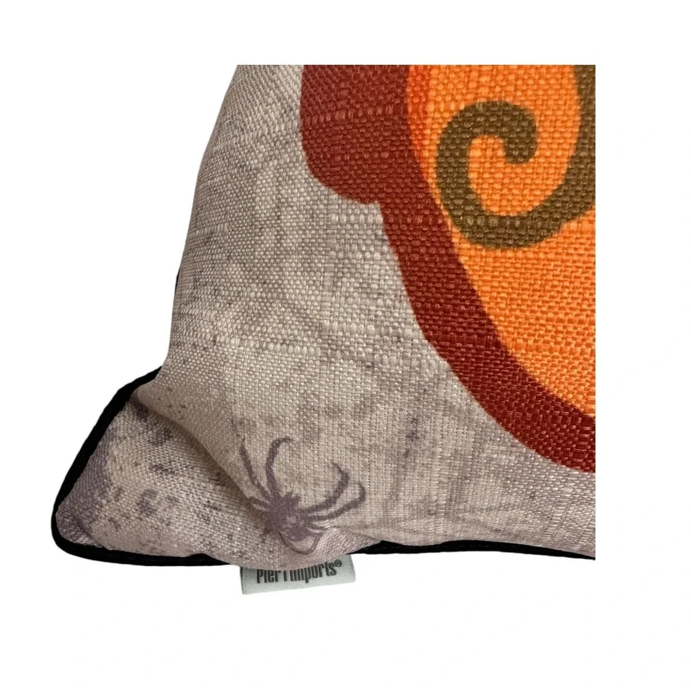 Pier 1‎ Imports Halloween Throw Pillows Crow Raven Pumpkin RARE 16 X 16